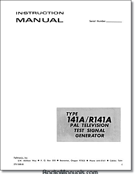 Tektronix 141A Instruction Manual - Click Image to Close